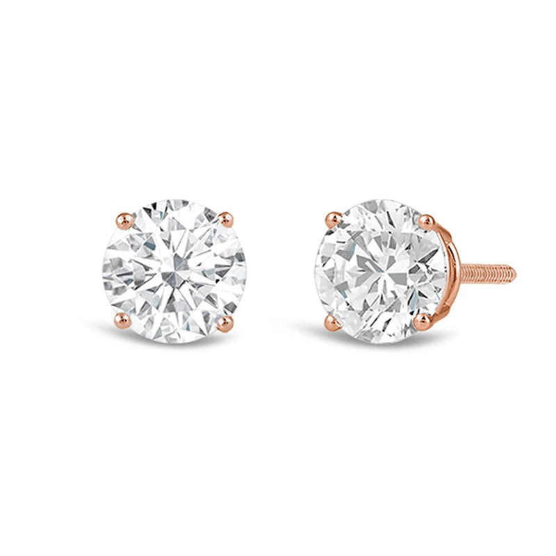 Classic Round Diamond Four Prong Studs Earrings (F+ SI+)