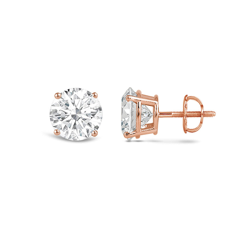 Classic Round Diamond Four Prong Studs Earrings (F+ SI+)