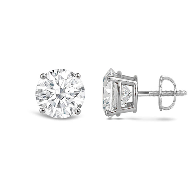 Classic Round Diamond Four Prong Studs Earrings (F+ SI+)