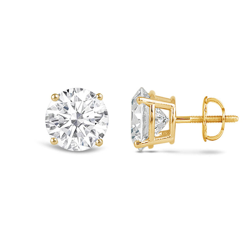 Classic Round Diamond Four Prong Studs Earrings (F+ SI+)