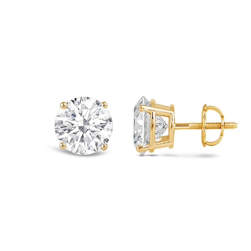Classic Round Diamond Four Prong Studs Earrings (F+ SI+)