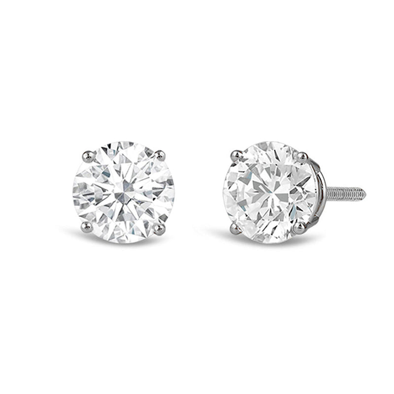 Classic Round Diamond Four Prong Studs Earrings (F+ SI+)