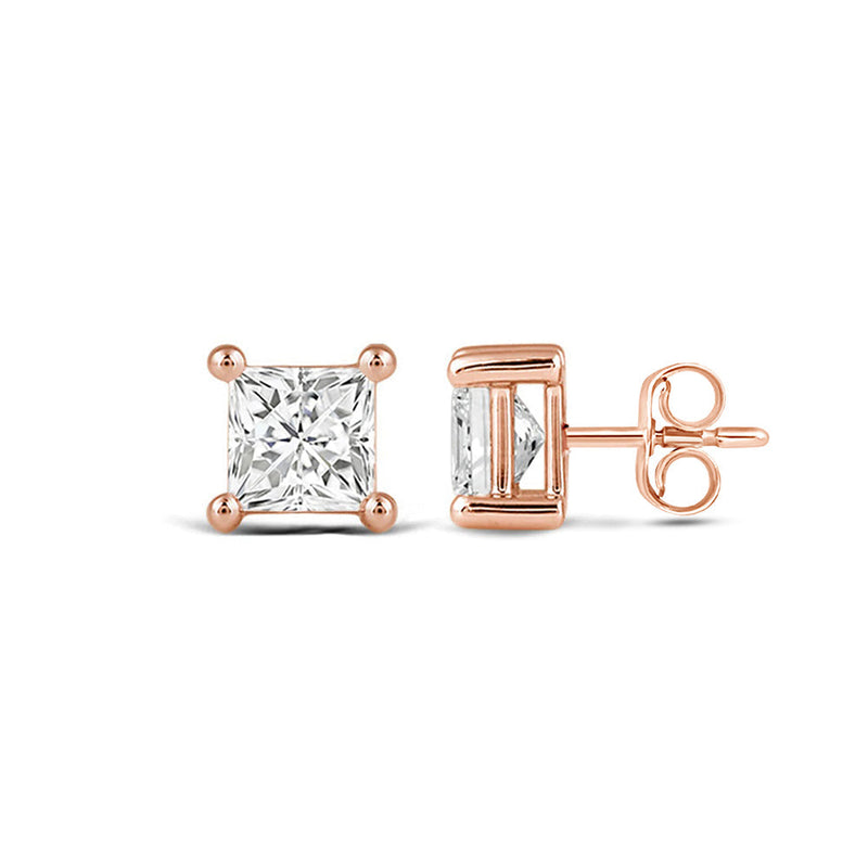 Classic Princess Brilliant Cut Diamond Martini Stud Earrings (F/G VS+)