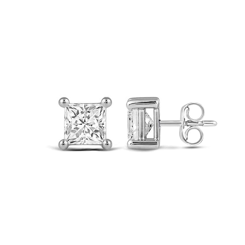 Classic Princess Brilliant Cut Diamond Martini Stud Earrings (F/G VS+)