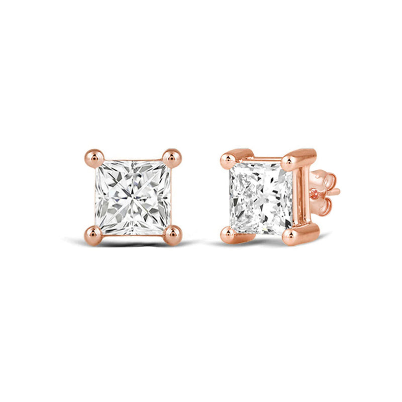 Classic Princess Brilliant Cut Diamond Martini Stud Earrings (F/G VS+)