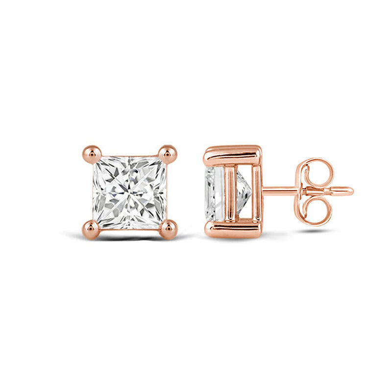 Classic Princess Brilliant Cut Diamond Martini Stud Earrings (F/G VS+)