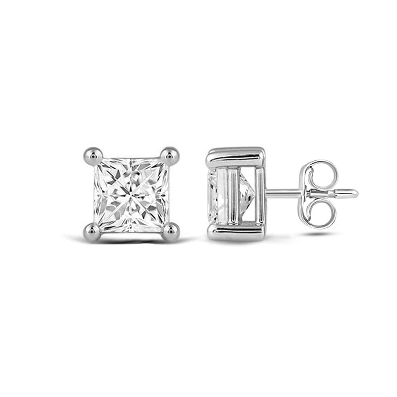Classic Princess Brilliant Cut Diamond Martini Stud Earrings (F/G VS+)