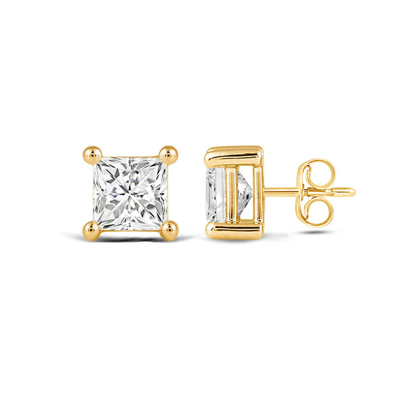 Classic Princess Brilliant Cut Diamond Martini Stud Earrings (F/G VS+)
