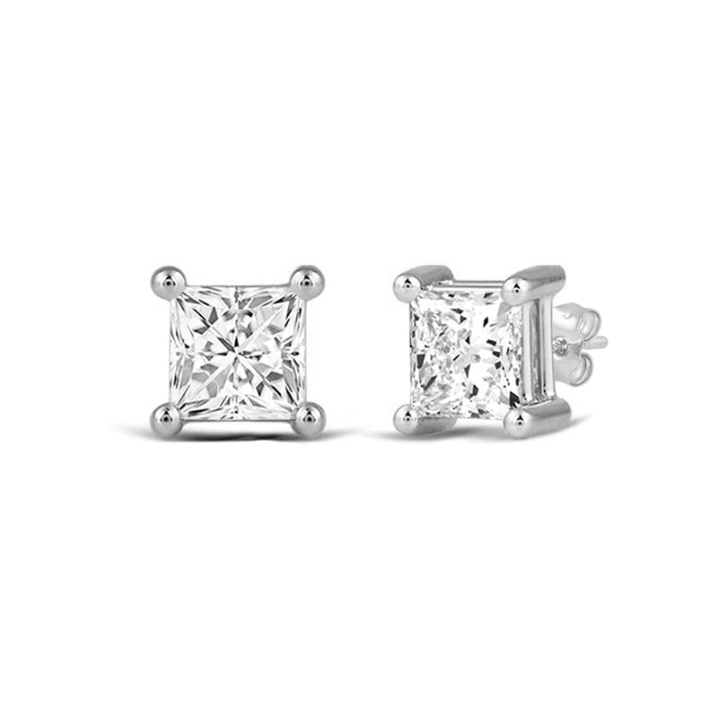Classic Princess Brilliant Cut Diamond Martini Stud Earrings (F/G VS+)