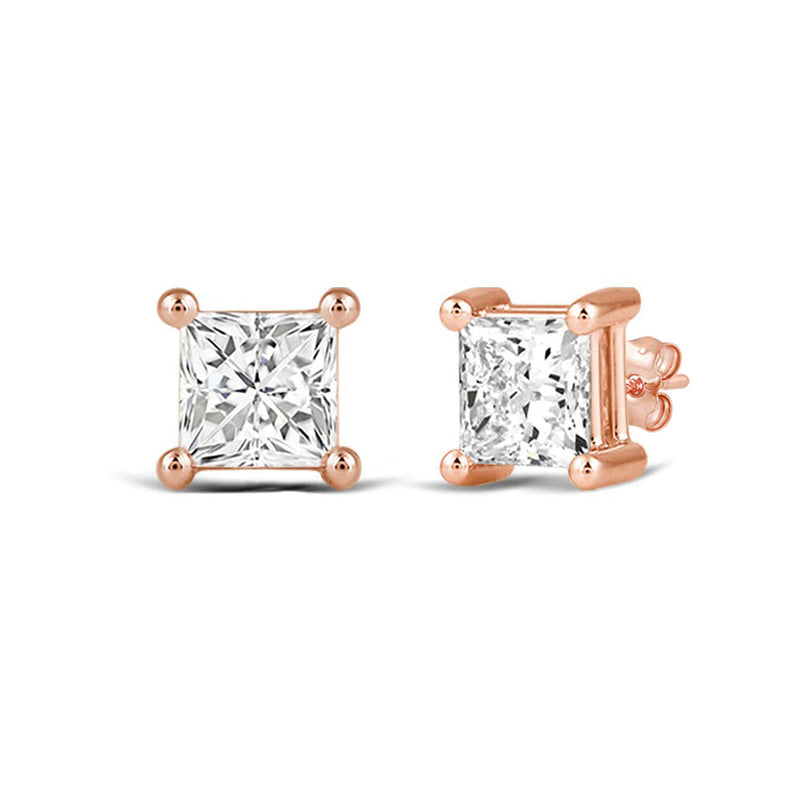 Classic Princess Brilliant Cut Diamond Martini Stud Earrings (F/G VS+)