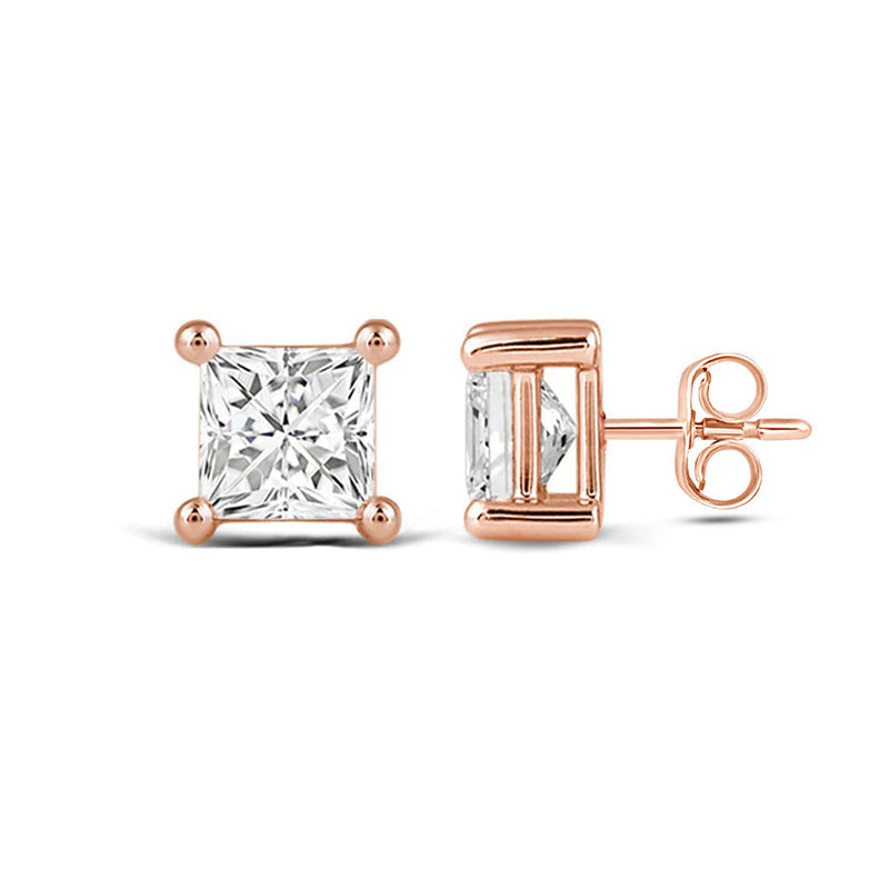 Classic Princess Brilliant Cut Diamond Martini Stud Earrings (F/G VS+)