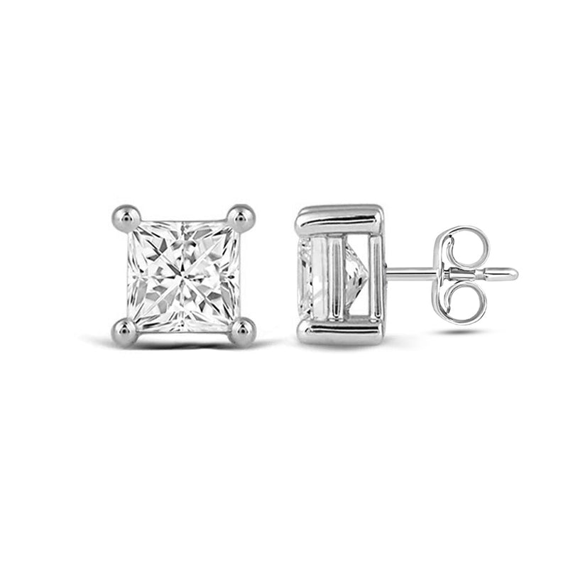 Classic Princess Brilliant Cut Diamond Martini Stud Earrings (F/G VS+)