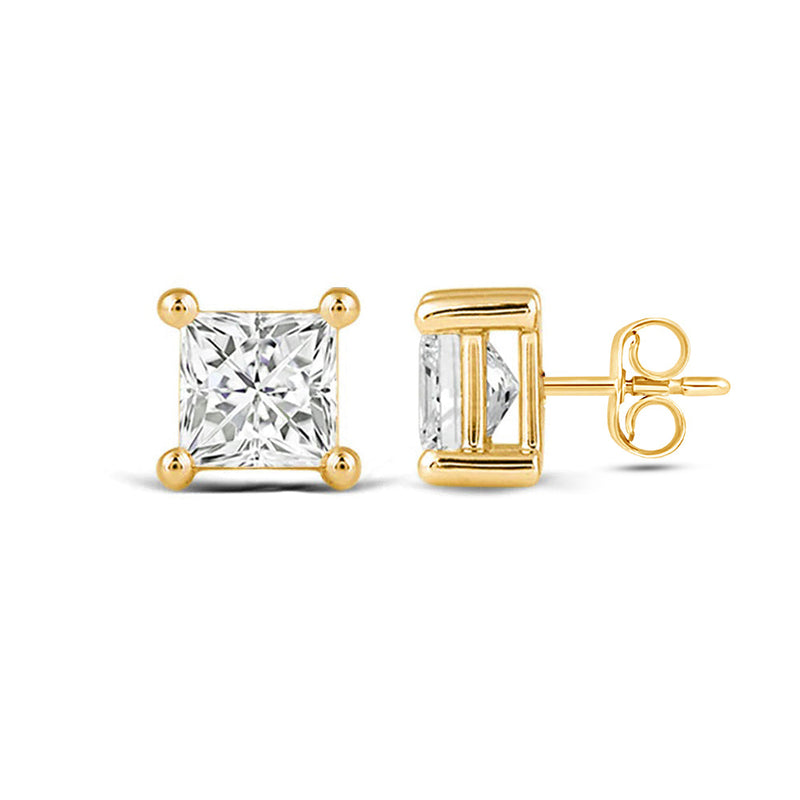 Classic Princess Brilliant Cut Diamond Martini Stud Earrings (F/G VS+)