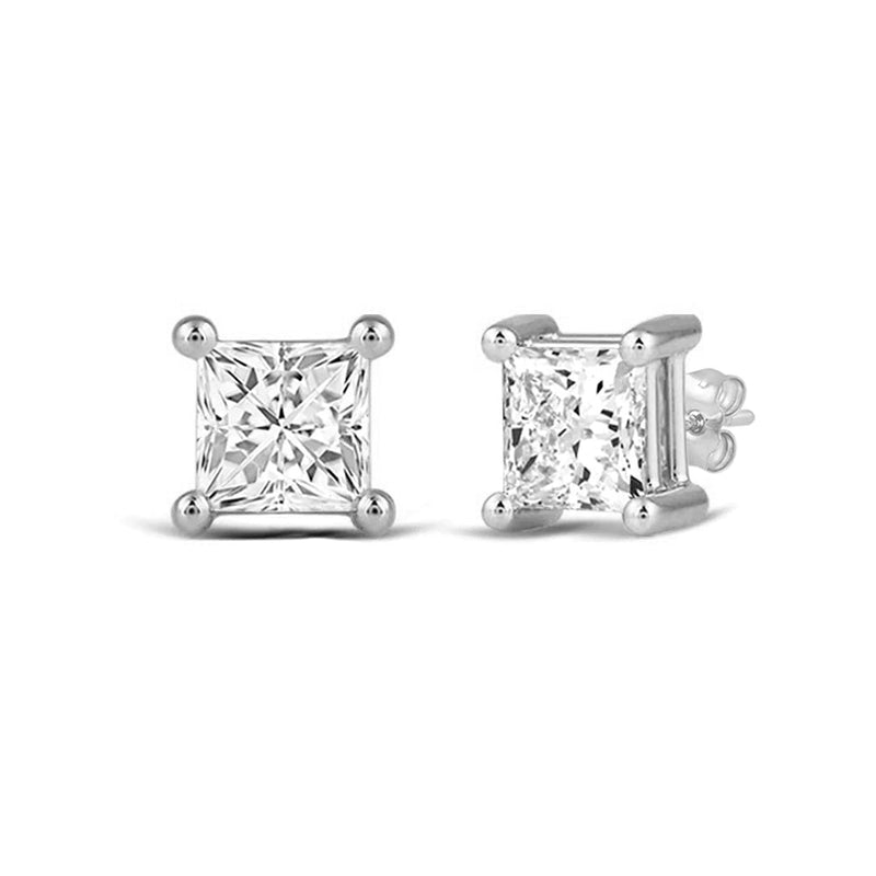 Classic Princess Brilliant Cut Diamond Martini Stud Earrings (F/G VS+)