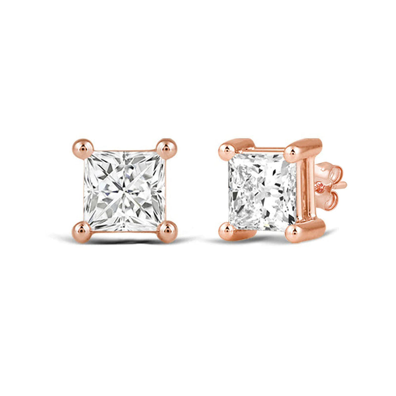 Classic Princess Brilliant Cut Diamond Martini Stud Earrings (F/G VS+)