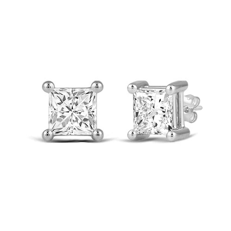 Classic Princess Brilliant Cut Diamond Martini Stud Earrings (F/G VS+)
