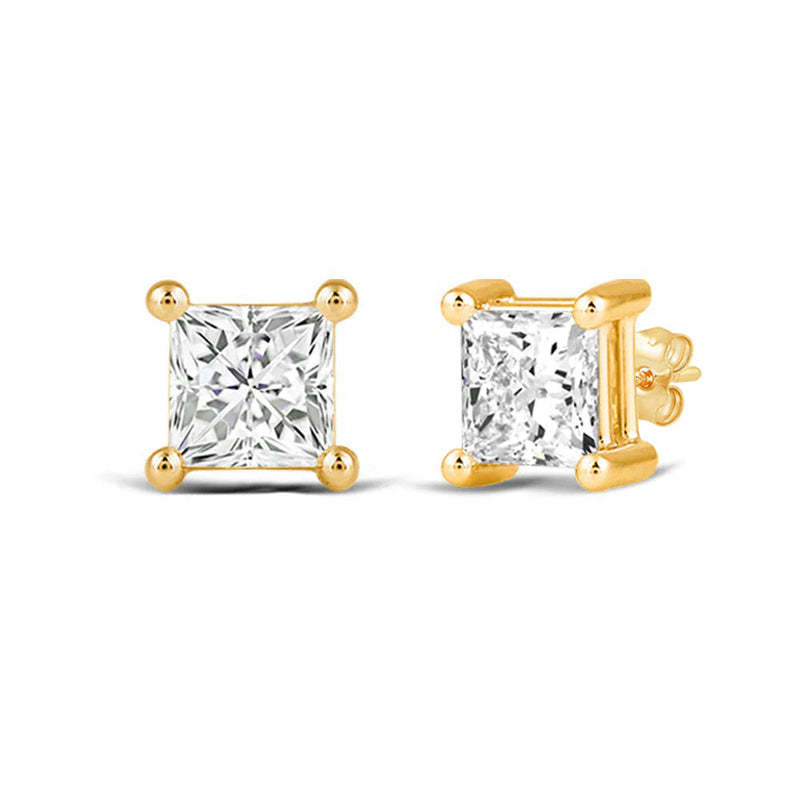 Classic Princess Brilliant Cut Diamond Martini Stud Earrings (F/G VS+)