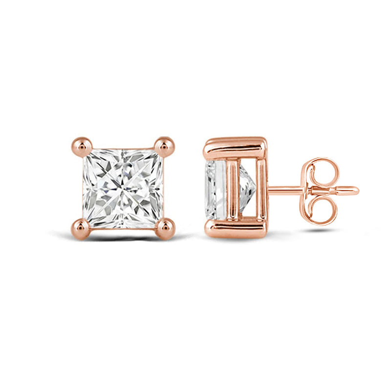 Classic Princess Brilliant Cut Diamond Martini Stud Earrings (F/G VS+)