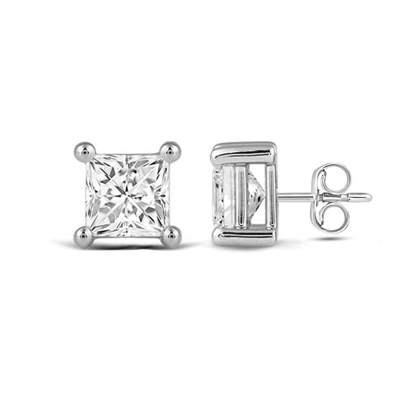 Classic Princess Brilliant Cut Diamond Martini Stud Earrings (F/G VS+)