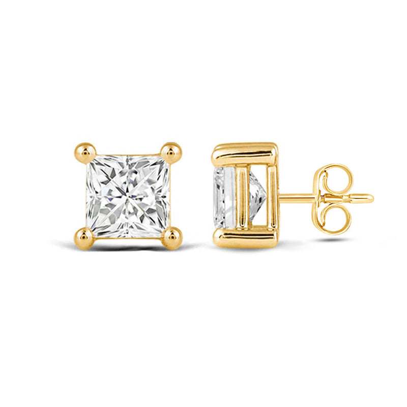 Classic Princess Brilliant Cut Diamond Martini Stud Earrings (F/G VS+)