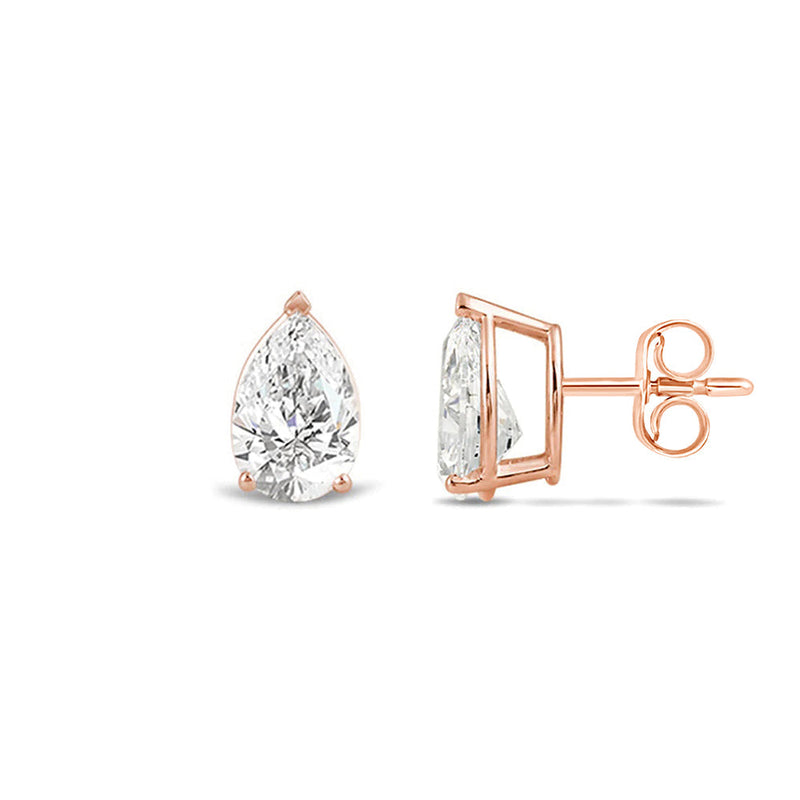 Classic Pear Brilliant Cut Diamond Martini Stud Earrings (F/G VS+)