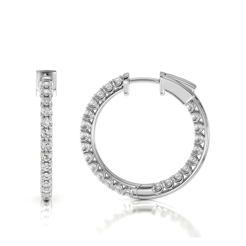 Inside Out Diamond Round Hoops