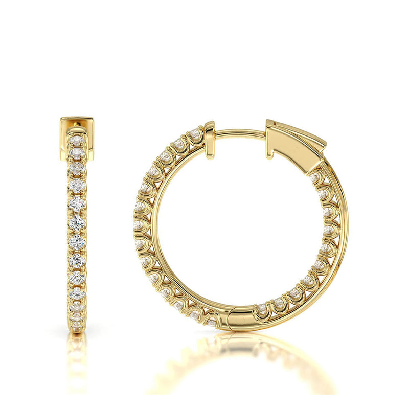 Inside Out Diamond Round Hoops