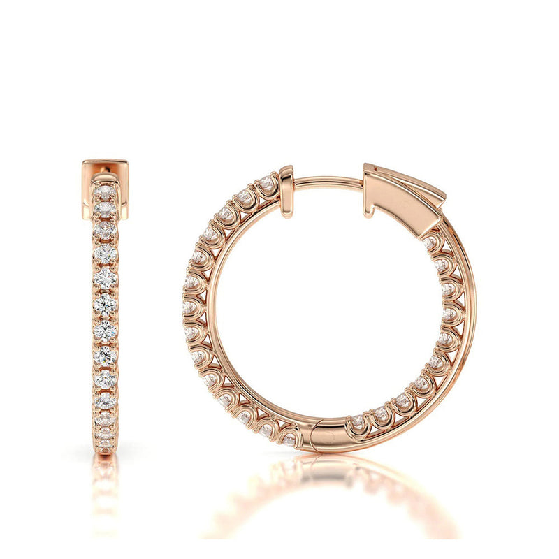 Inside Out Diamond Round Hoops
