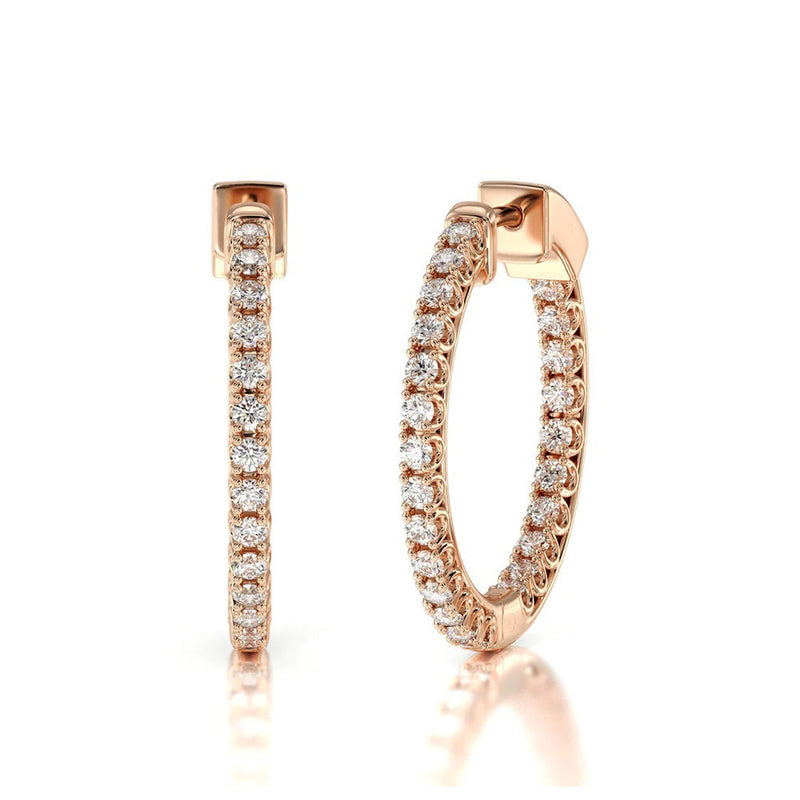 Inside Out Diamond Round Hoops