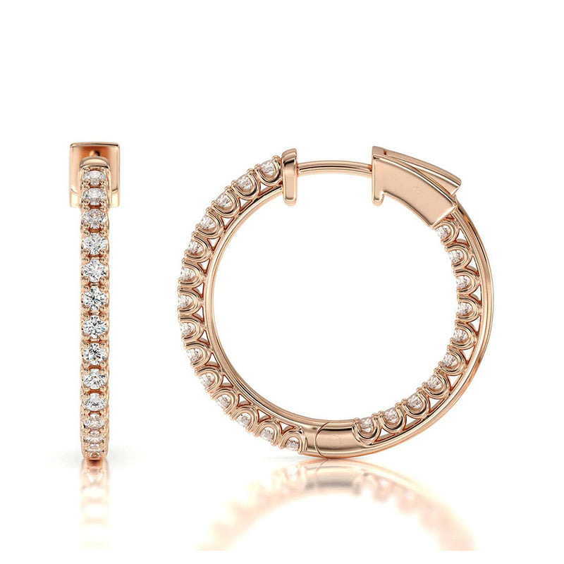 Inside Out Diamond Round Hoops