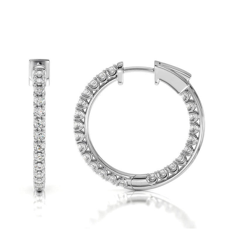 Inside Out Diamond Round Hoops