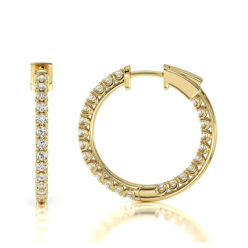 Inside Out Diamond Round Hoops