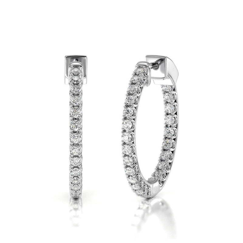 Inside Out Diamond Round Hoops