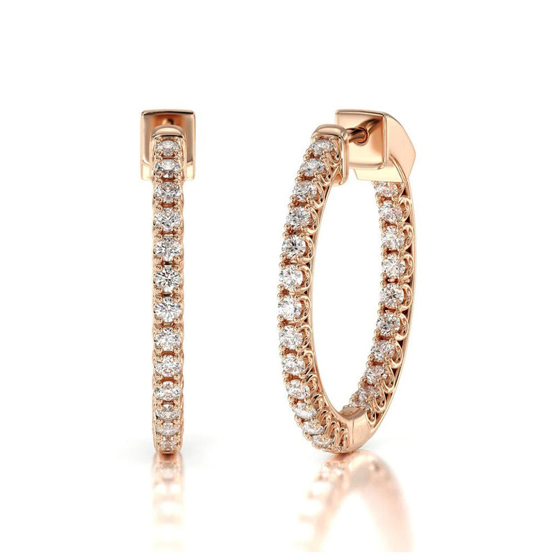 Inside Out Diamond Round Hoops