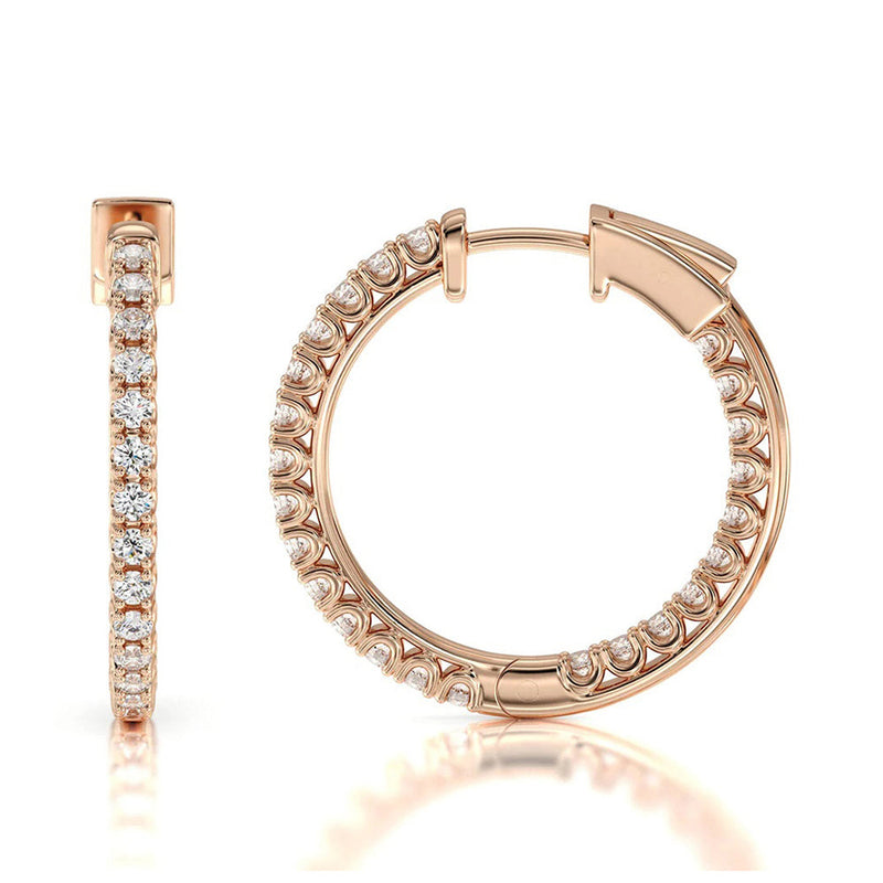 Inside Out Diamond Round Hoops