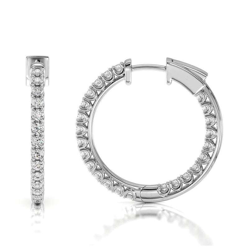 Inside Out Diamond Round Hoops