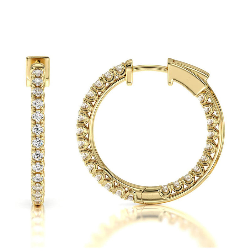 Inside Out Diamond Round Hoops