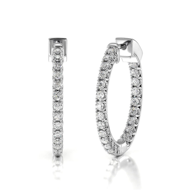 Inside Out Diamond Round Hoops