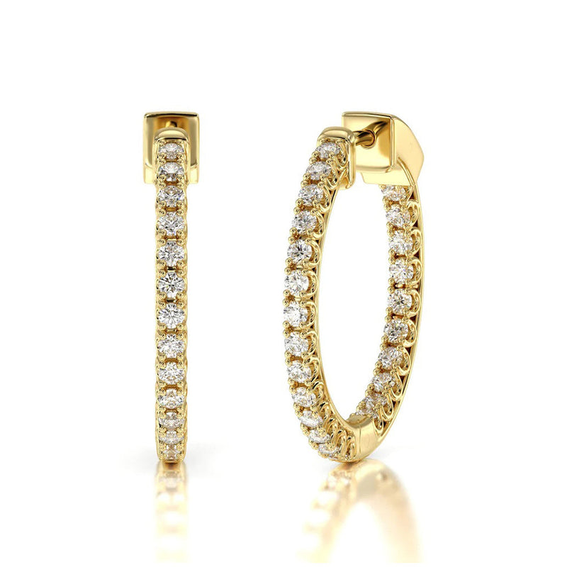 Inside Out Diamond Round Hoops