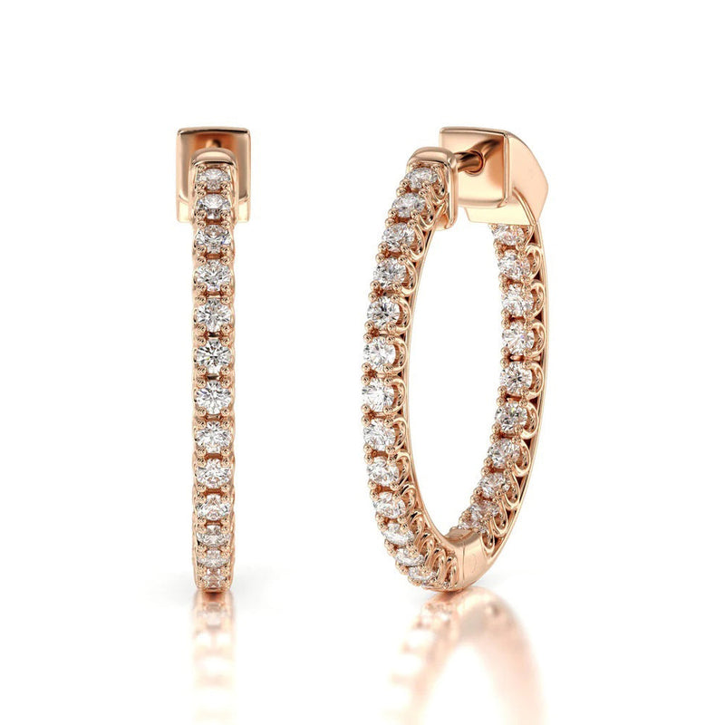Inside Out Diamond Round Hoops