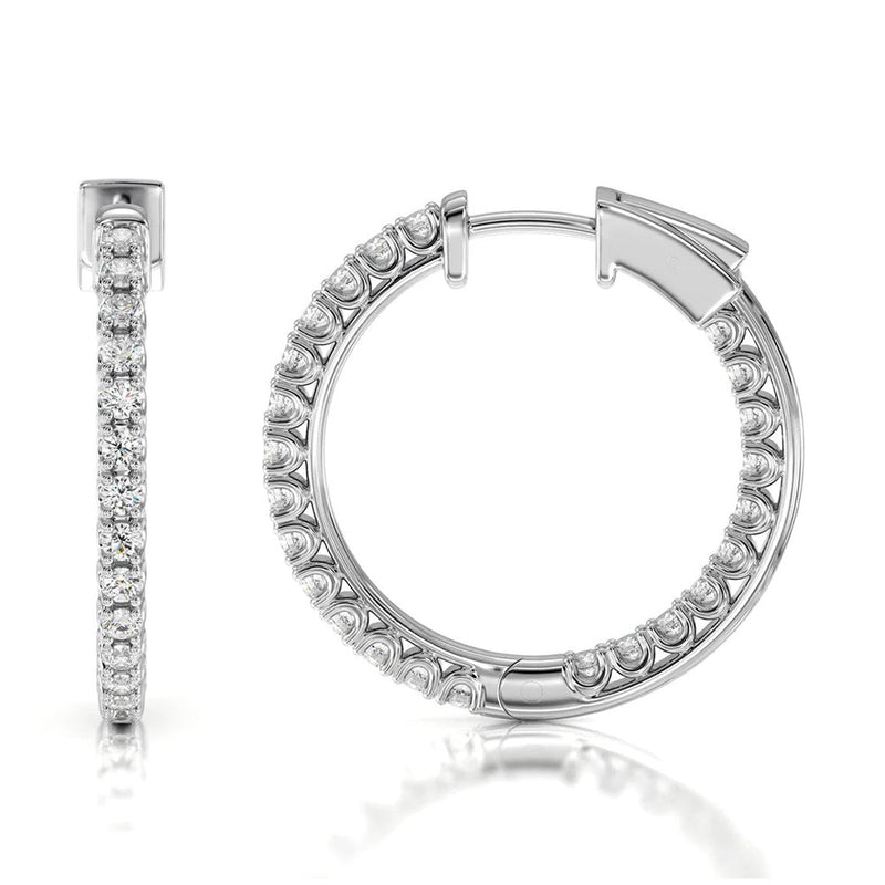 Inside Out Diamond Round Hoops