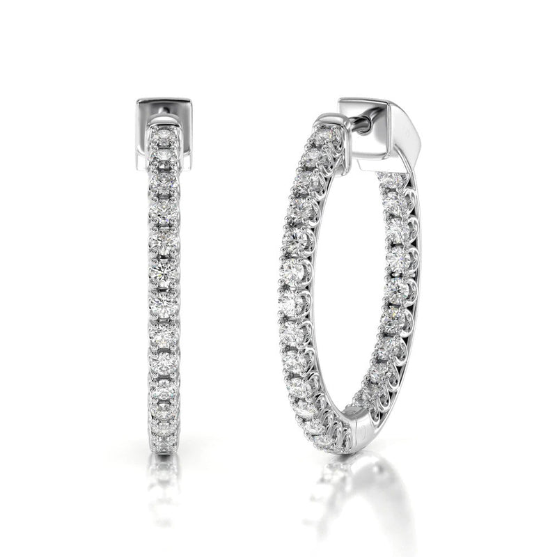 Inside Out Diamond Round Hoops