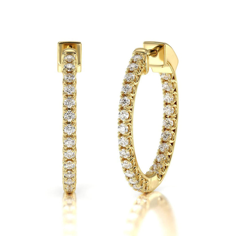Inside Out Diamond Round Hoops