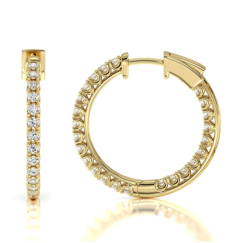 Inside Out Diamond Round Hoops