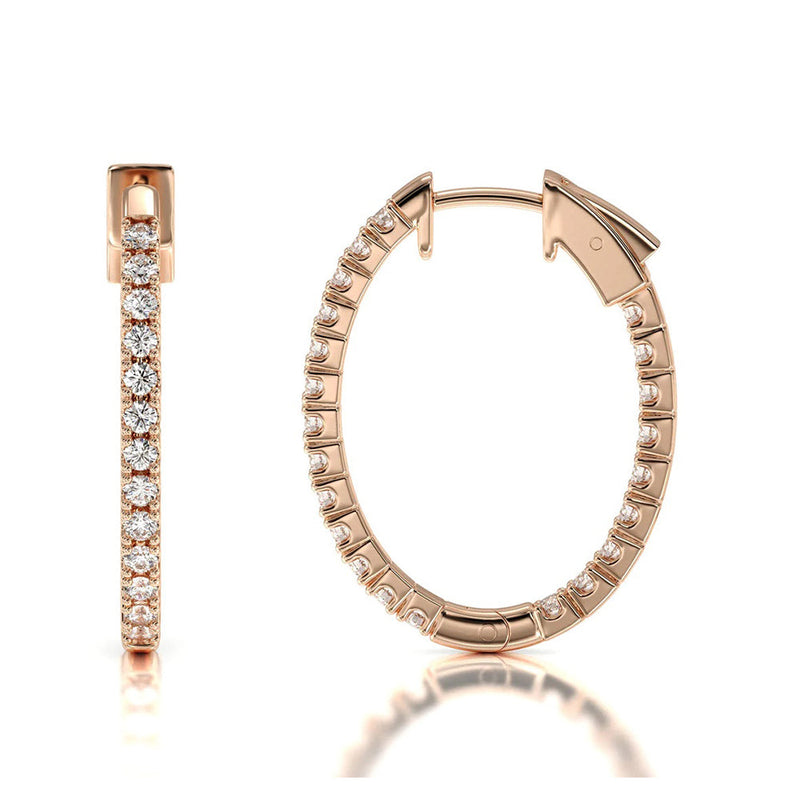 Inside Out Diamond Oval Hoops