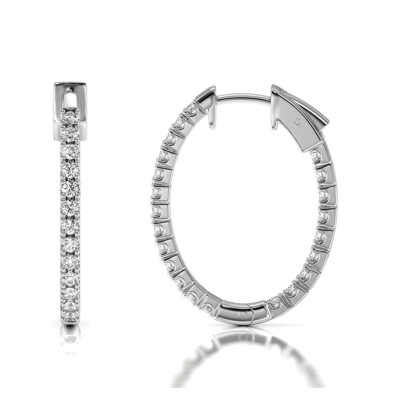 Inside Out Diamond Oval Hoops