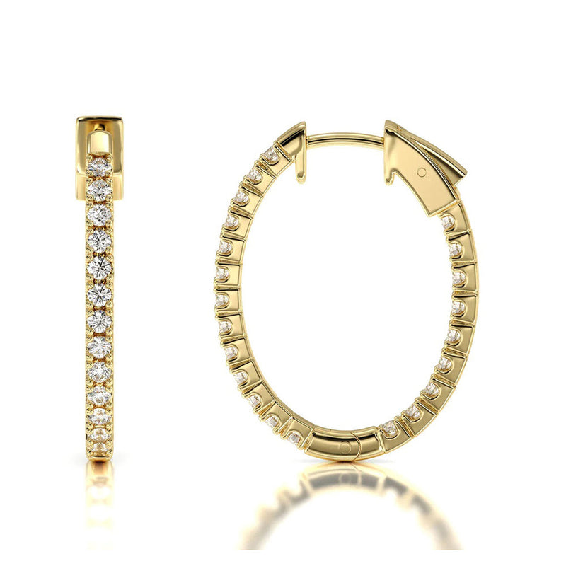 Inside Out Diamond Oval Hoops