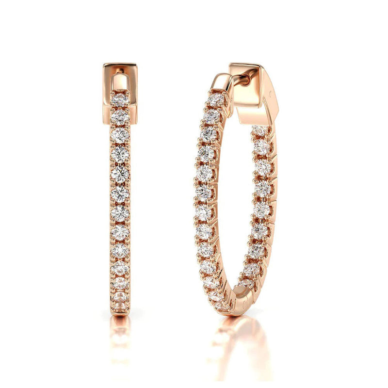 Inside Out Diamond Oval Hoops