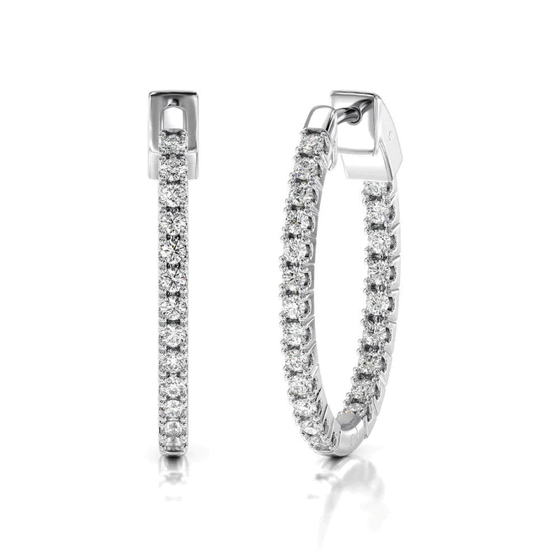Inside Out Diamond Oval Hoops