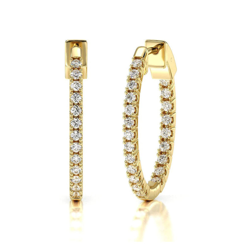 Inside Out Diamond Oval Hoops